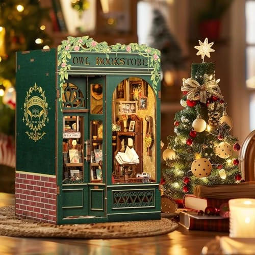 Owl Bookstore Miniature Library - 3D Wooden Puzzle LED Lights