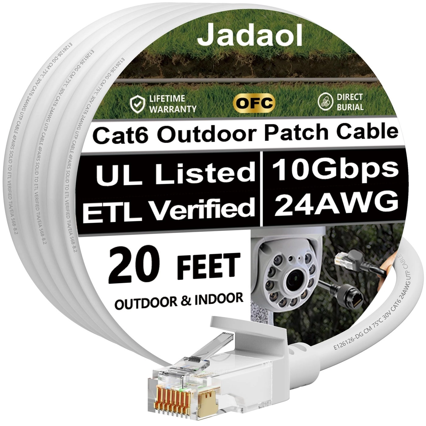Jadaol Cat 6 Ethernet Cable - 20ft 10Gbps