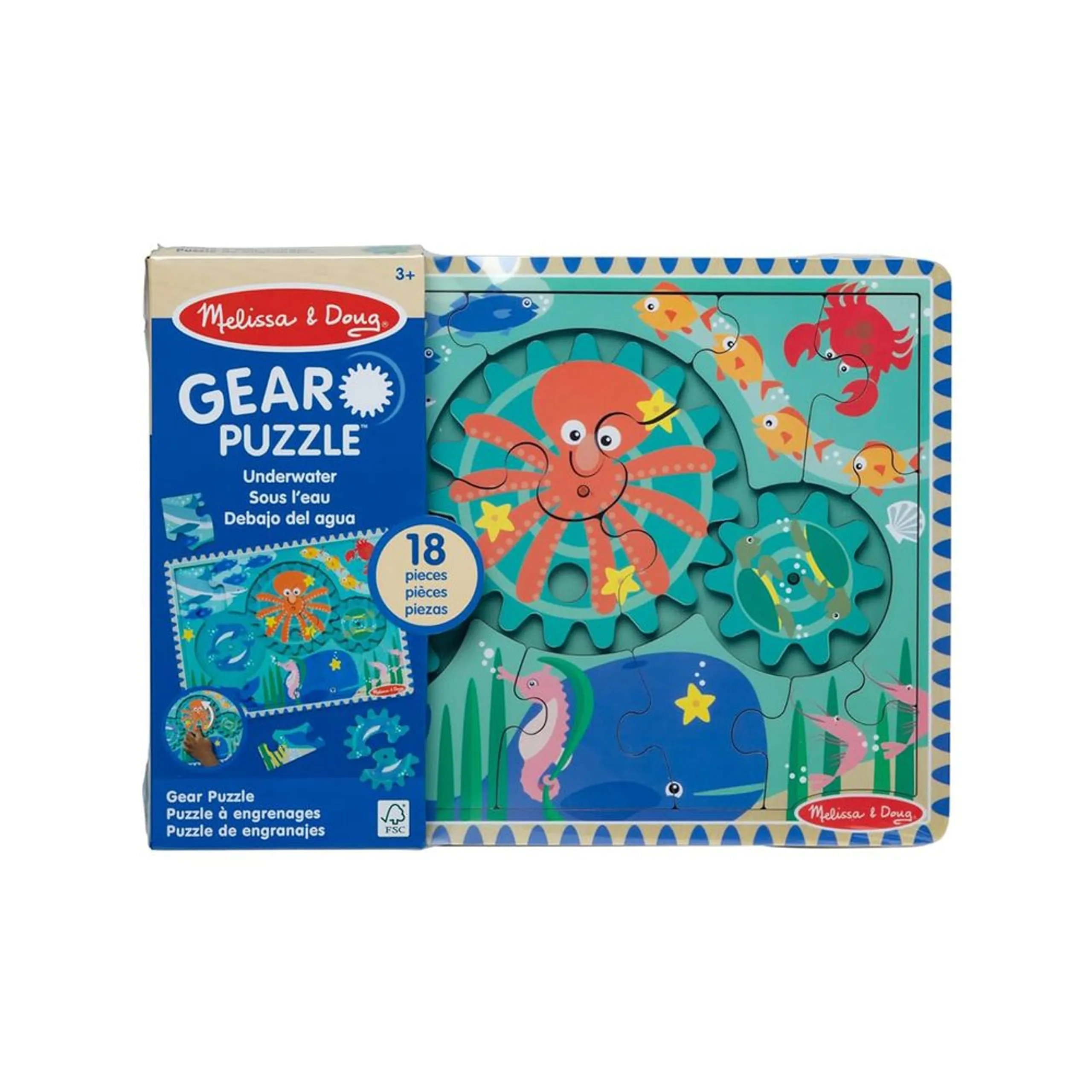 Melissa & Doug Wooden Gear Puzzle Set - Suitable for 3 years & above 18-piece