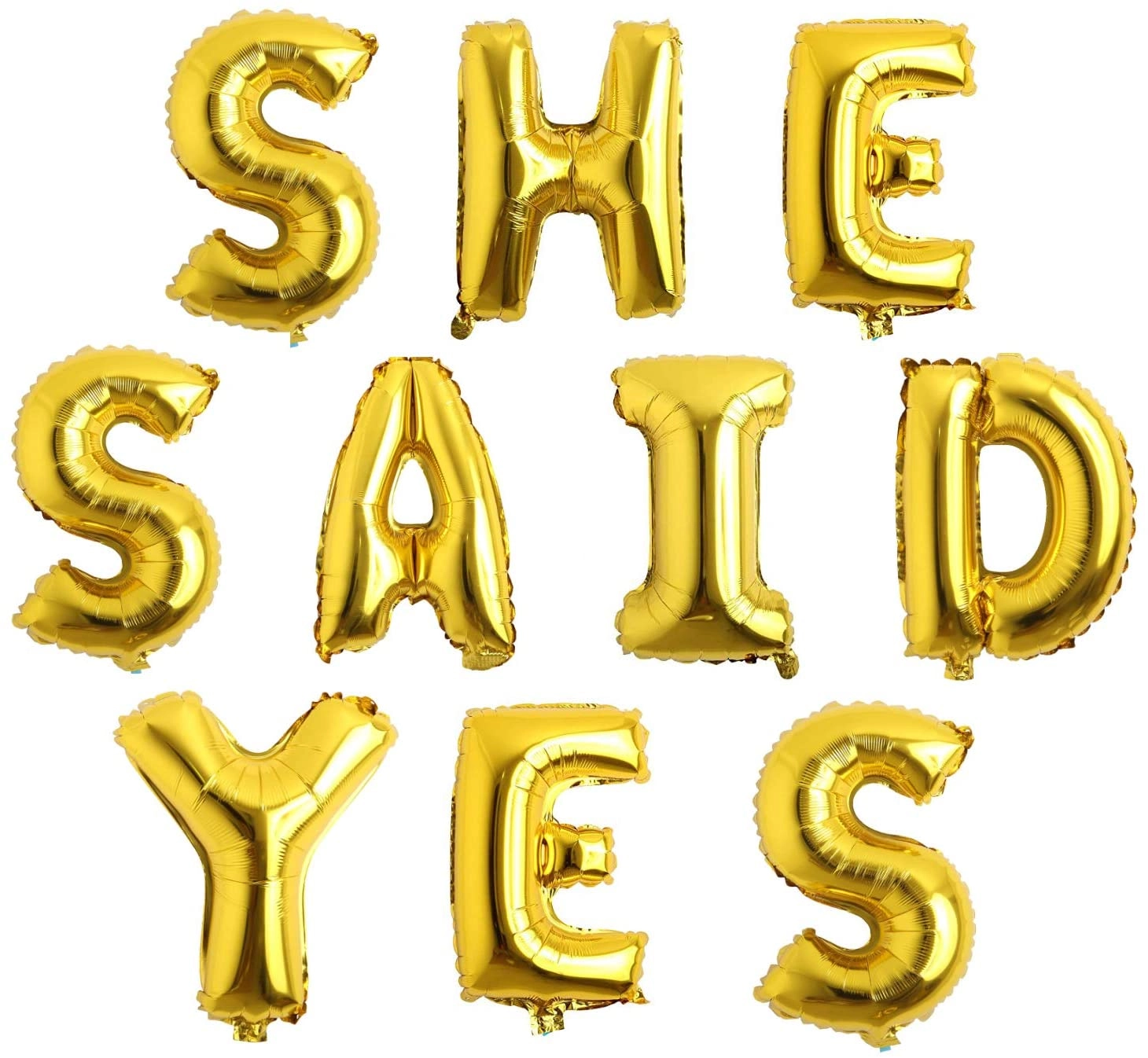 SHE SAID YES Letter Foil Balloon Set - 16inches Gold