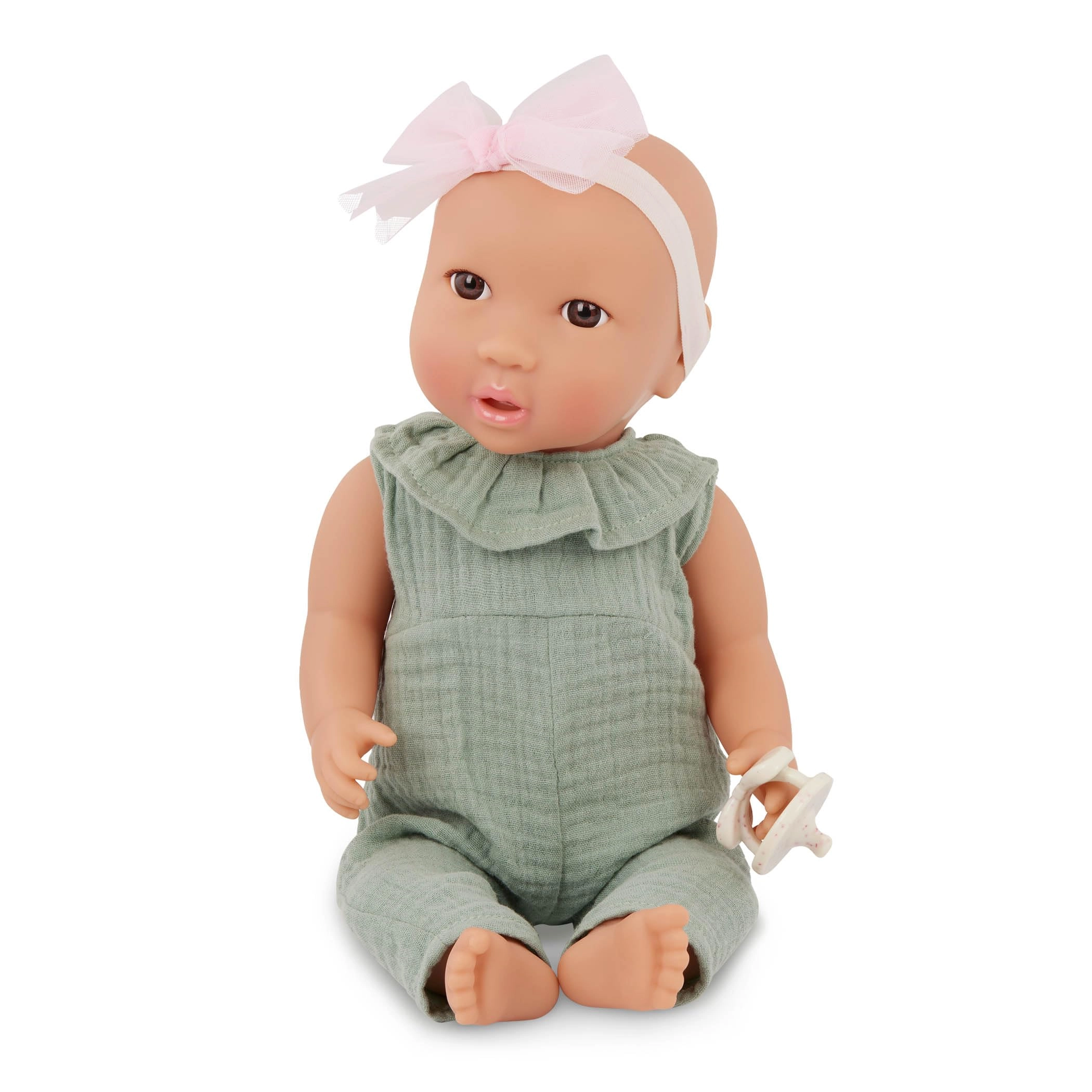 Lullababy Realistic Baby Doll - Fair Skintone Blue Eyes Green Jumper Outfit Ages 2+