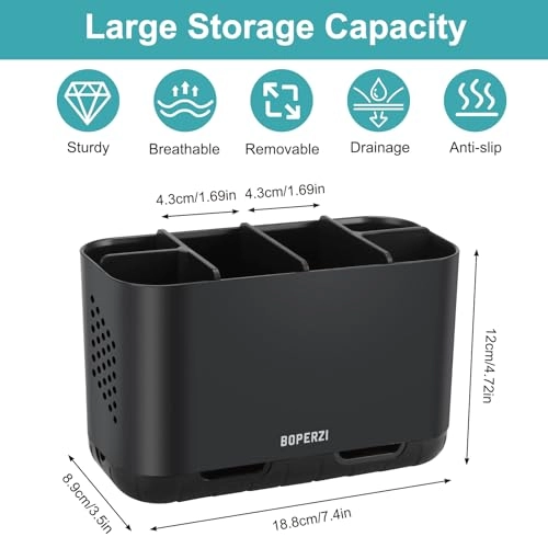 Toothbrush Holder - Black Bamboo Divider