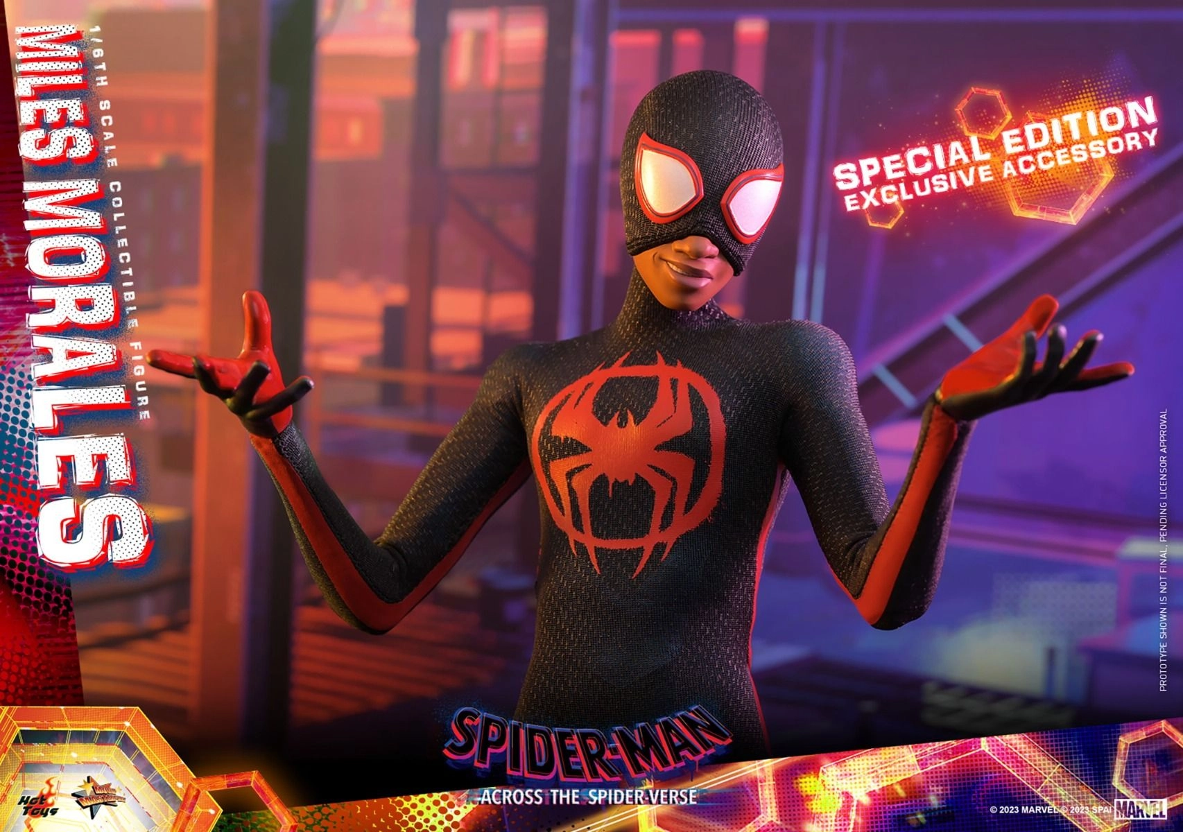 Miles G Morales - Spider-Man: Across the Spider-Verse Sixth Scale Action Figure - LED light-up Prowler gauntlets