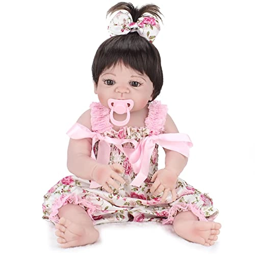Reborn Baby Doll - 55cm Vinyl Pink Floral Suspenders