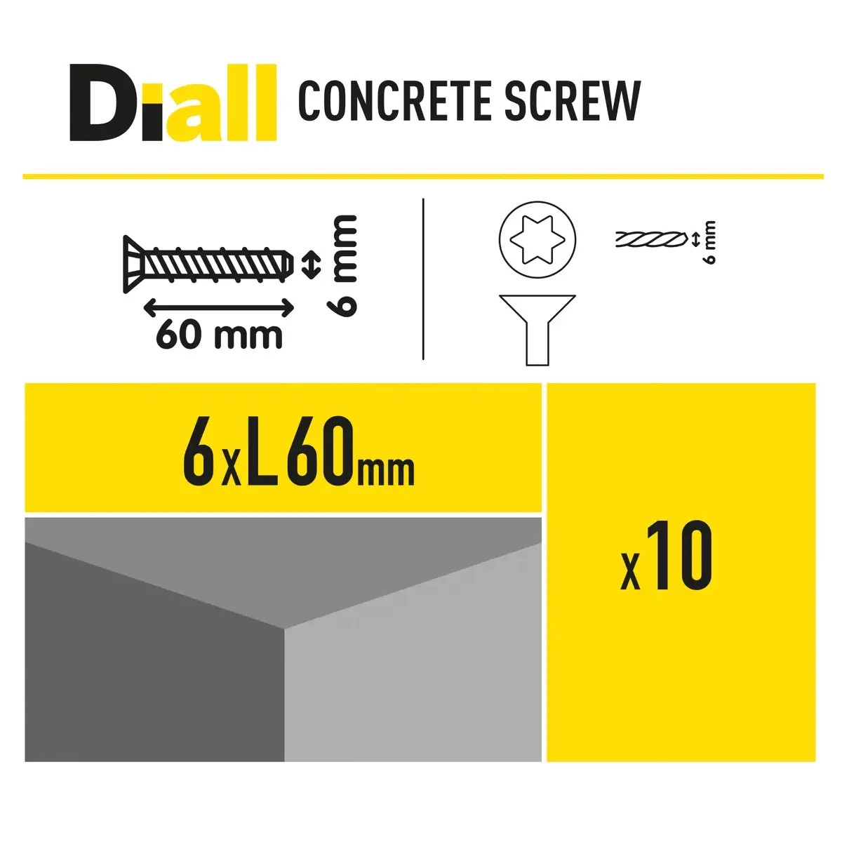 Steel Pan Head Concrete Screw - L. 6 cm Dia. 0.6