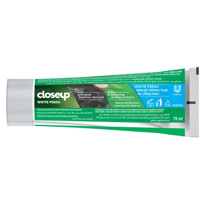 White Fresh Charcoal Coco Toothpaste 75ml