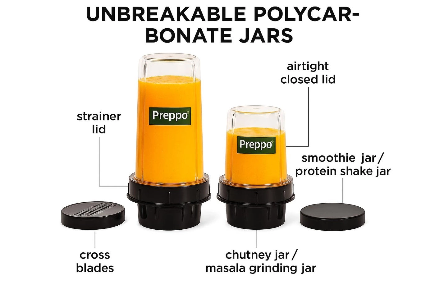 Bullet Mixer Grinder Jar Set
