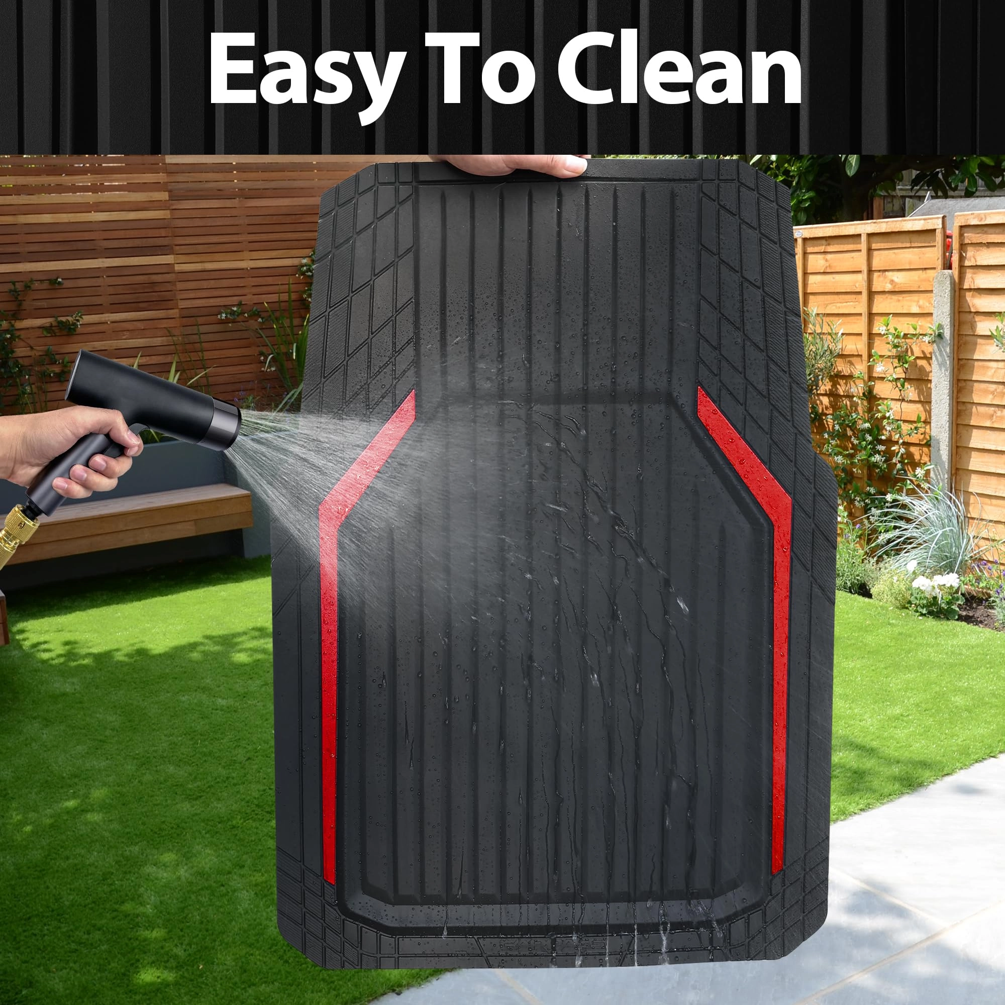 Heavy Duty Rubber Floor Mats - Universal Fit 3pcs Black Purple