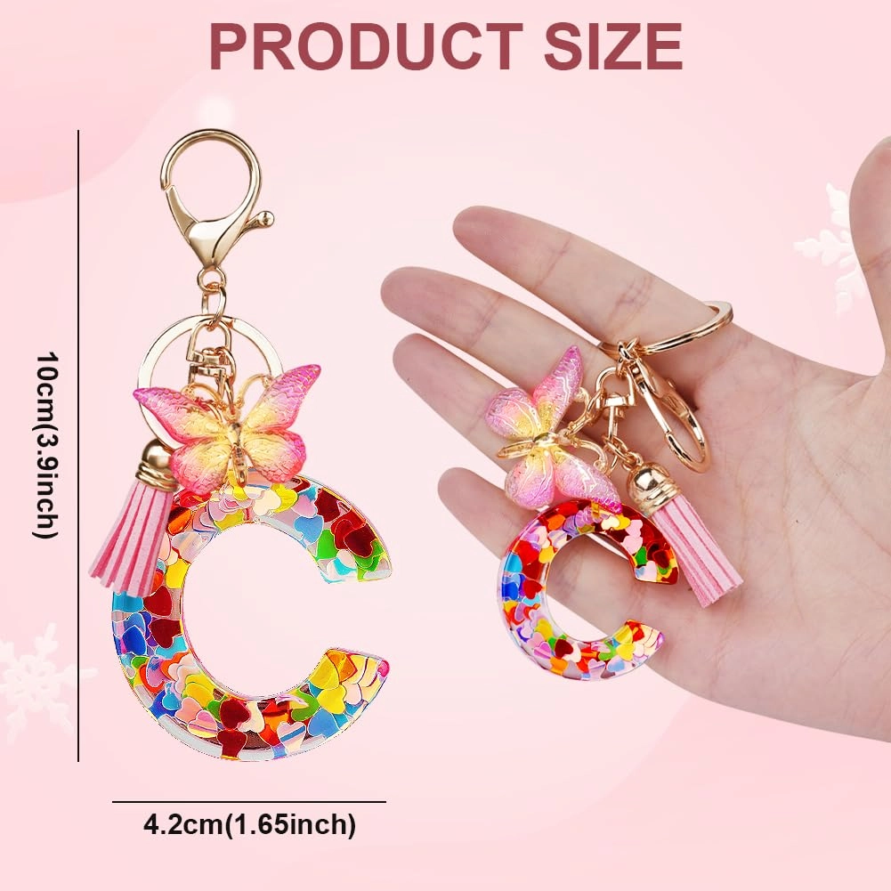 Initial Letter Keychain - Butterfly