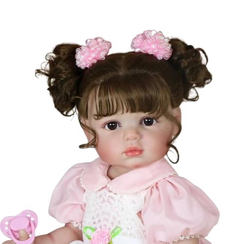 Reborn Toddler Doll - 22 inch Full Vinyl Body Rooted Brown Hair Ages 14+