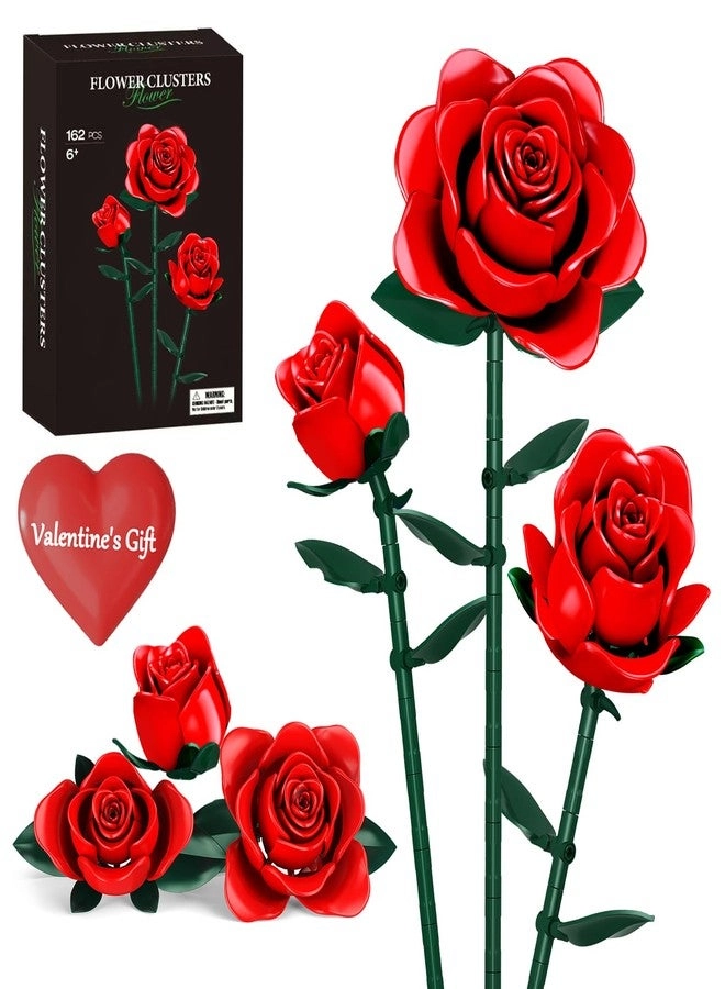 Rasout Red Rose Flowers Bouquet Building Set - Red Rose 162 pcs