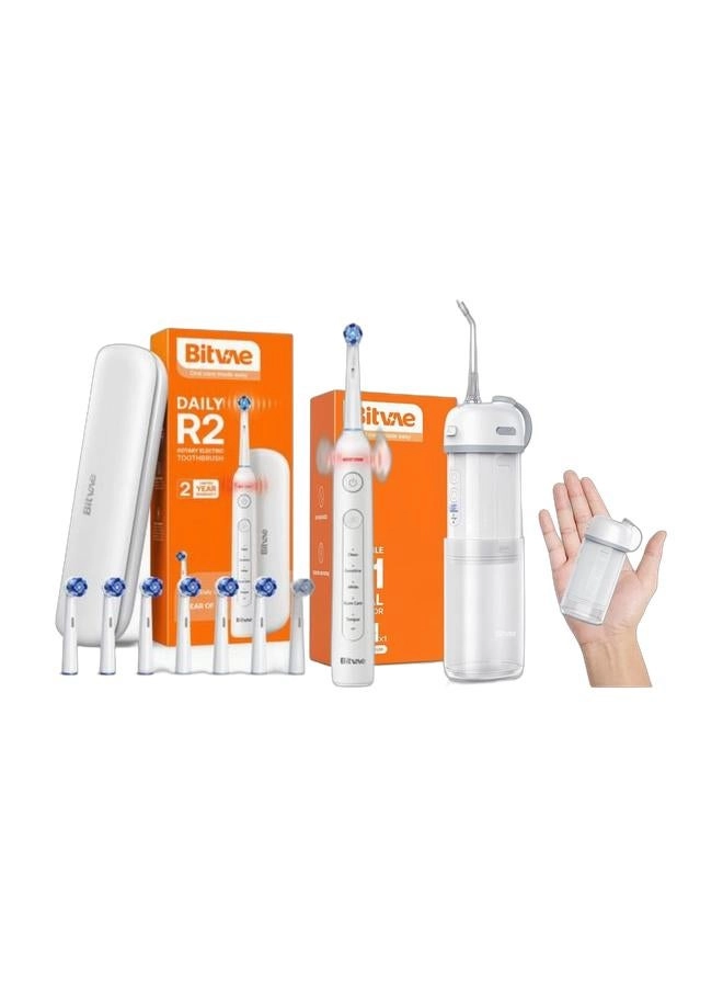 BV R2 - 5 Cleaning Modes + P1 - Mini + Telescopic Tank Oral Irrigator - Cordless + Waterproof Cleaner - IPX7 Waterproof + Travel Tooth Brush Companion
