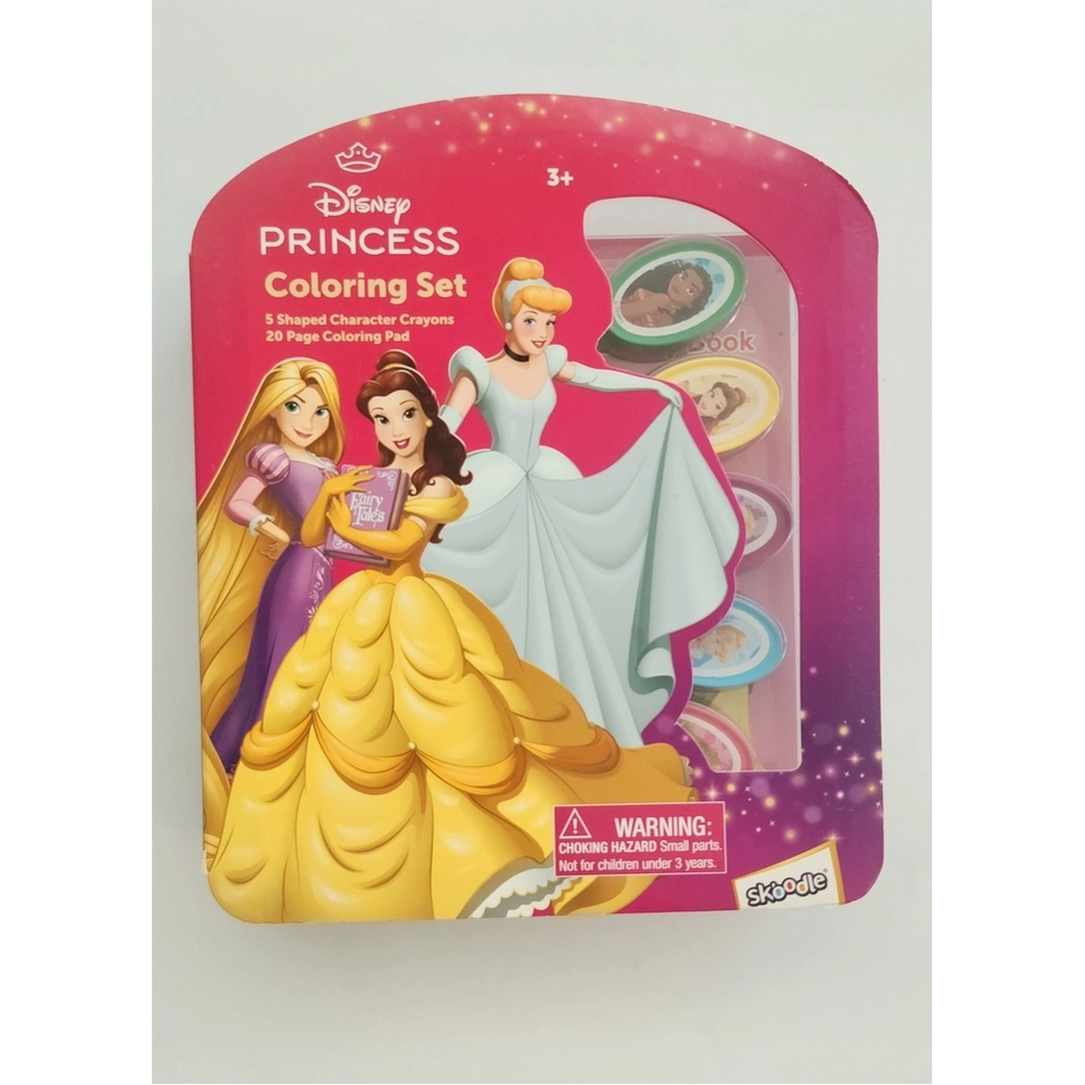 SKOODLES Disney Princess Coloring Set - 5 shaped character crayons 20 page coloring pad