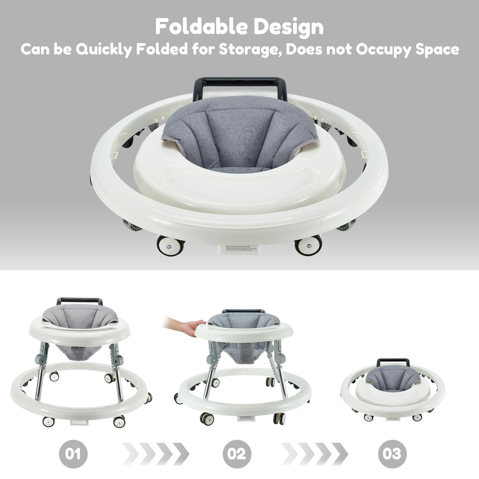 Baby Walker - Foldable 5-Position Height Adjustable