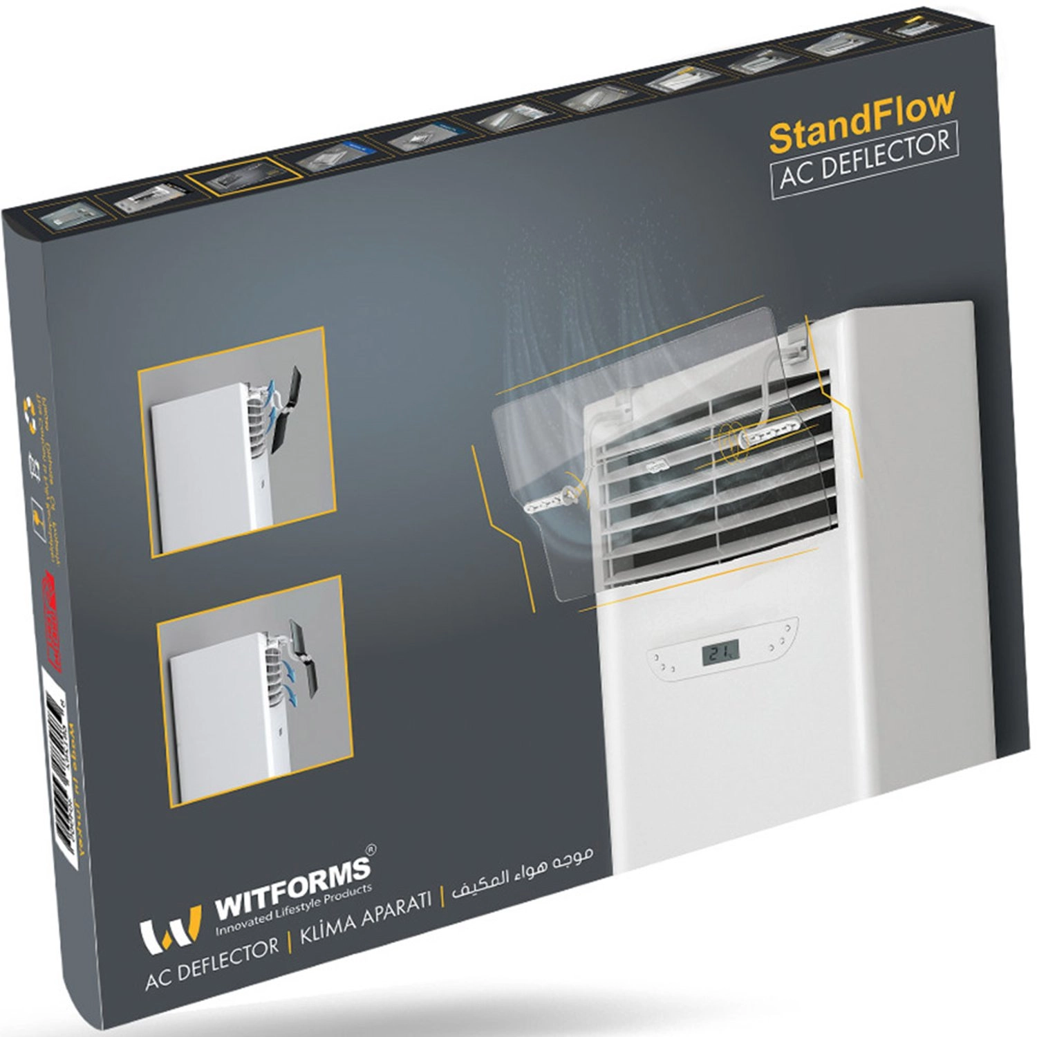 Air Deflector - Adjustable to fits all Booster air conditioner types that contain air outlet range between 50 cm and 60 cm in length.