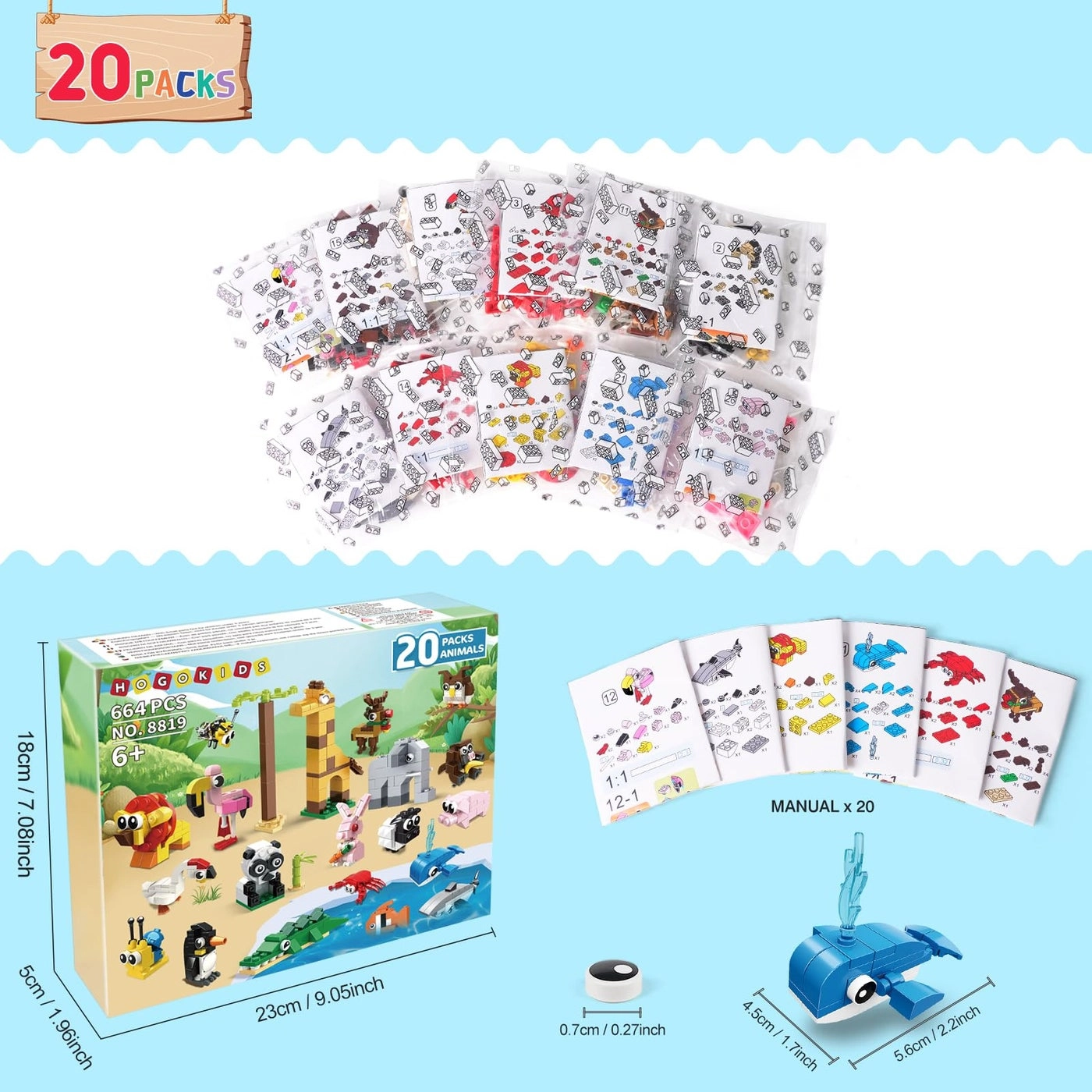 MINI ANIMALS BUILDING SETS - 20pcs