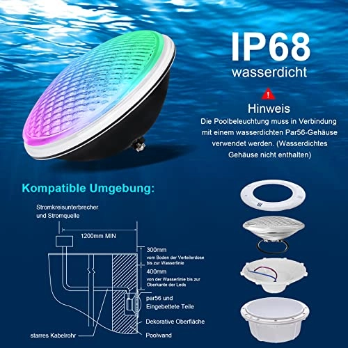 Par56 Pool Lighting - 42W RGB 12V AC/DC
