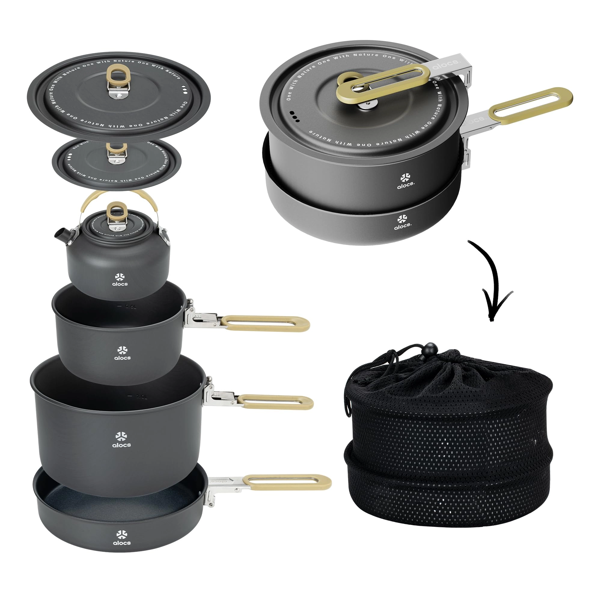 Camping Cookware set - 1.7L 3L 0.8L