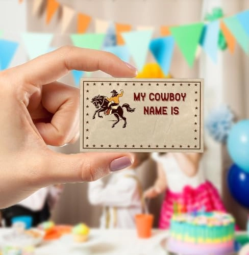 What's Your Cowboy Name Game - 1 double-sided printed sign and 30 stickers