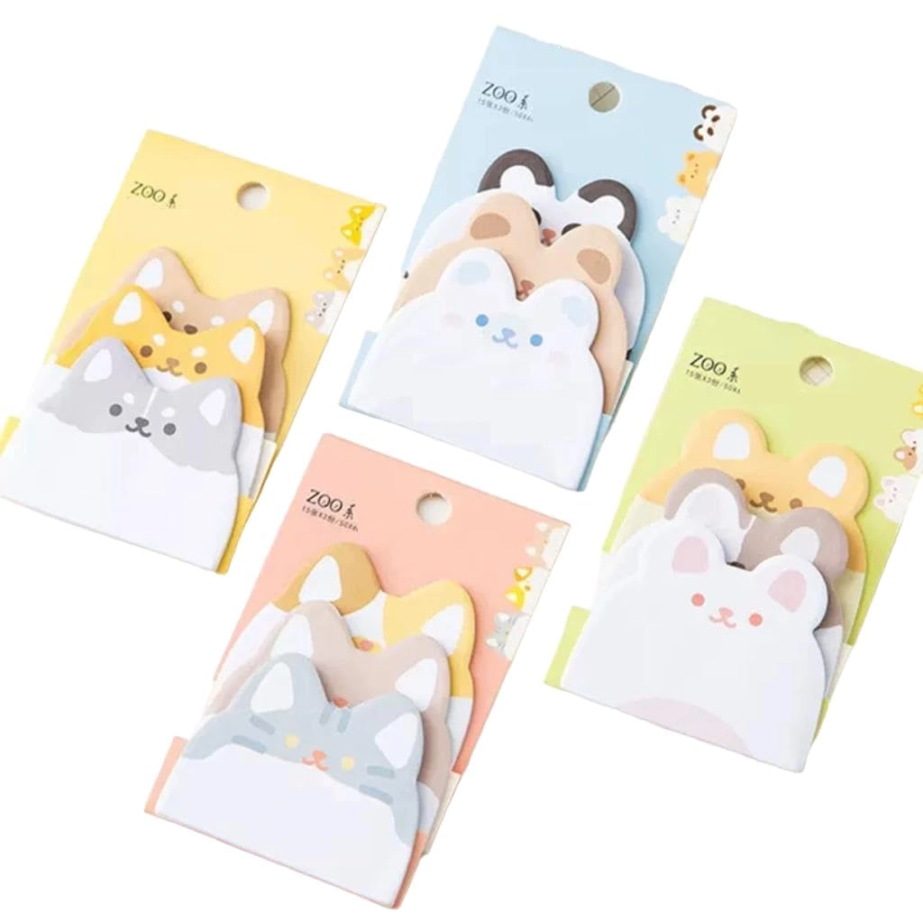 HAV CREATION Mini Transparent 3-Hole Binder Notebook - 80+ Pages Cute Animal Sticky Notes Set 4