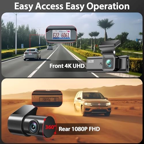Dash Cam Front Rear 4K