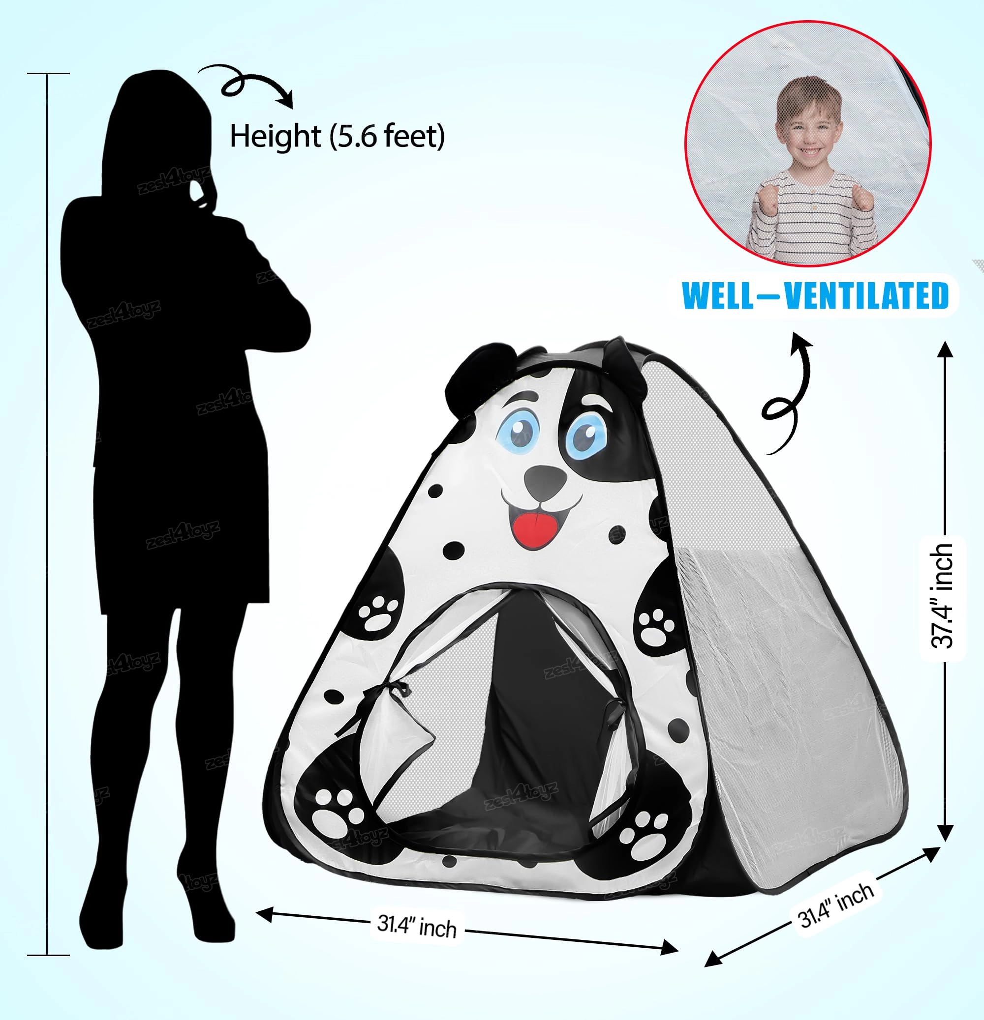 Popup Tent - Black & White 3 to 5 Years
