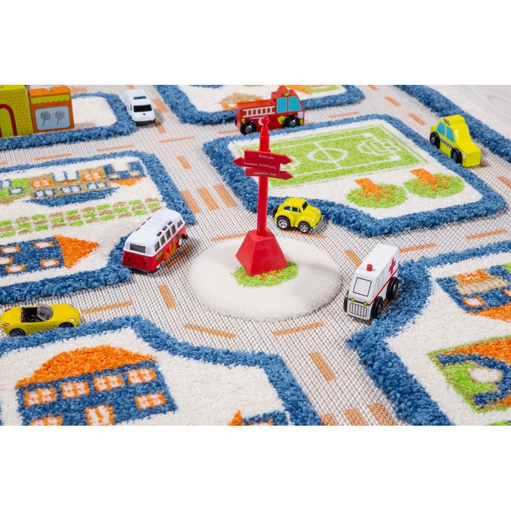 Traffic Design Educational 3D Carpet Playmat - Traffic Blue 12 months