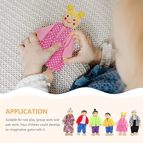 Wooden Dollhouse Family Set - play 6Pcs