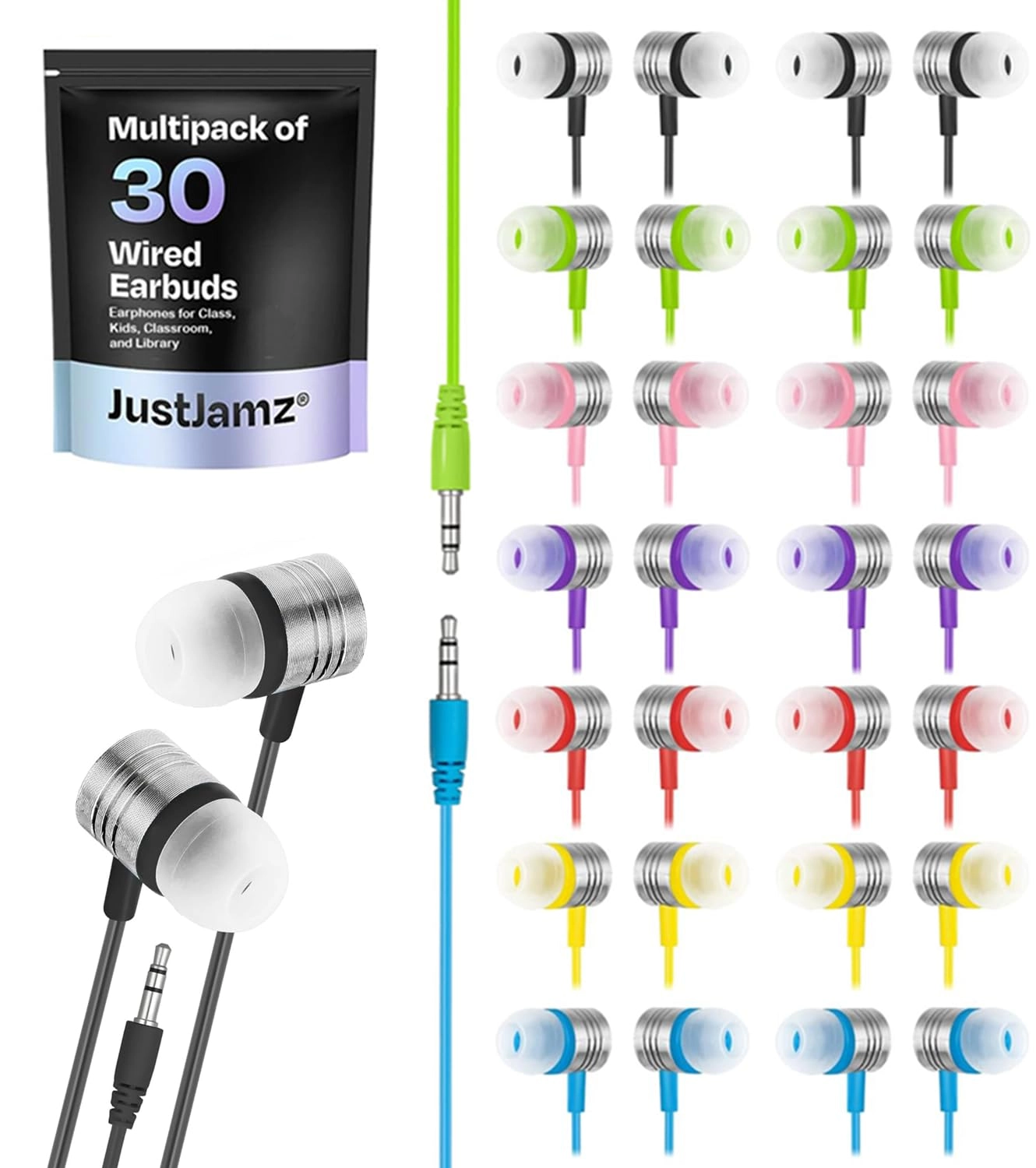 Bubbles Wired Earbud 30 Pack