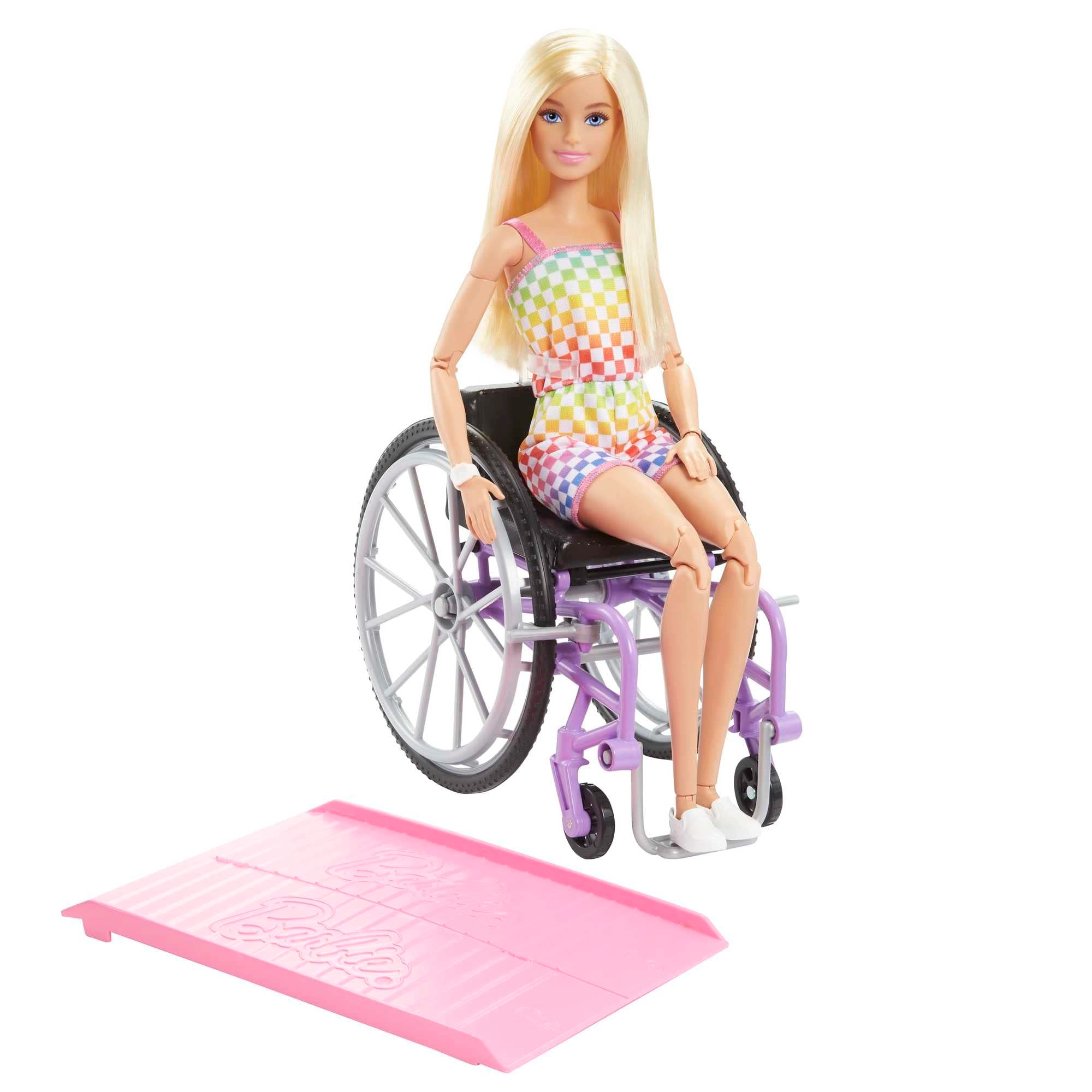 Barbie Fashionistas - Blond Hair Rainbow Dress Wheelchair & Ramp