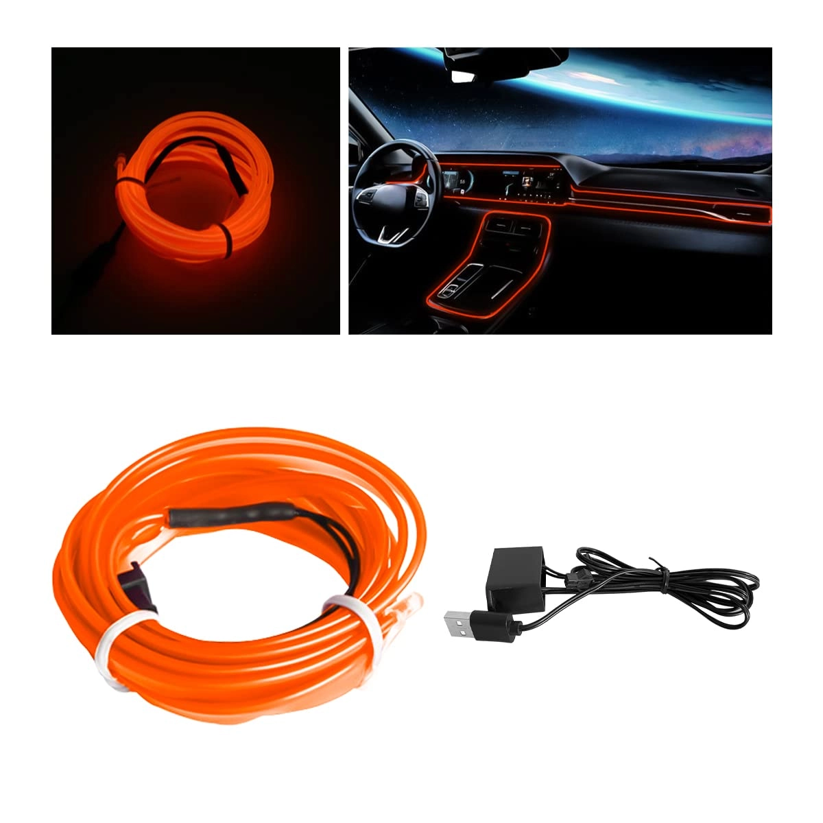 EL Wire Interior LED Strip Lights - 10FT