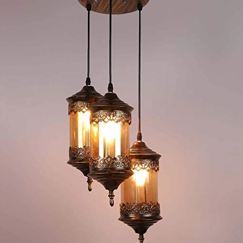 SM-501-3LP - 40Watts Chandelier Lantern Golden Antique