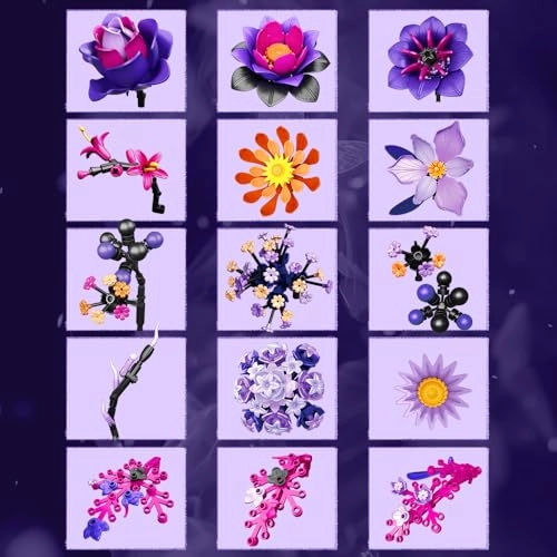 39098 Dark Series Building Blocks Flower Set - 947 pcs