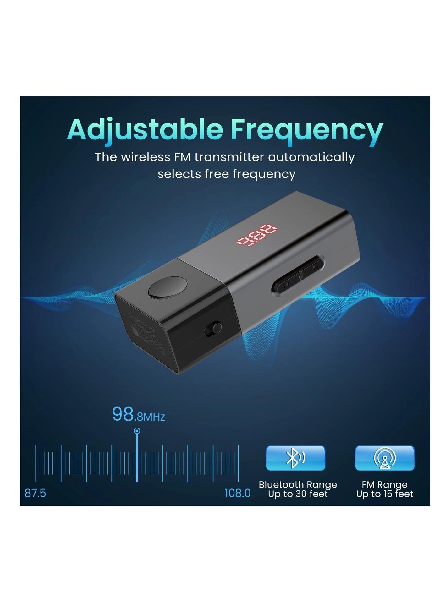 Bluetooth FM Transmitter - Bluetooth 4.1 built-in 700mAh rechargeable battery