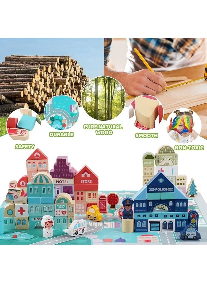 Wooden Building Blocks - City 120 pcs
