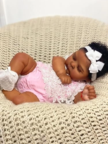 Reborn Baby Doll - 19 Inch Silicone Dark Skin Ages 3+