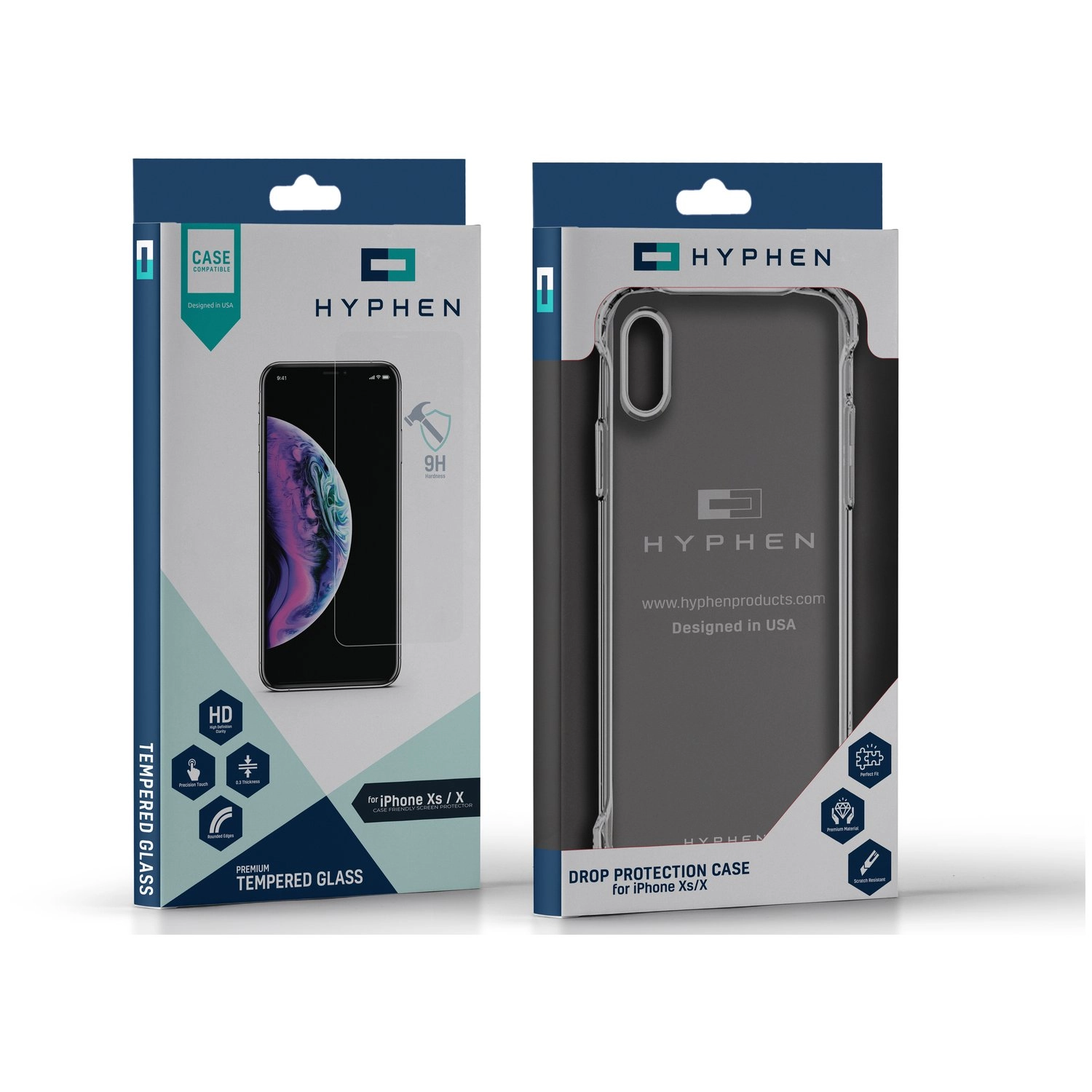 Hyphen Clear Case for iPhone Xs + Screen Protector