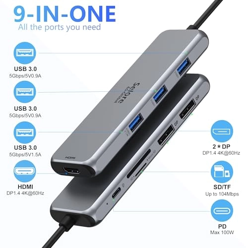 USB C Docking Station - Dual DisplayPort 100W PD