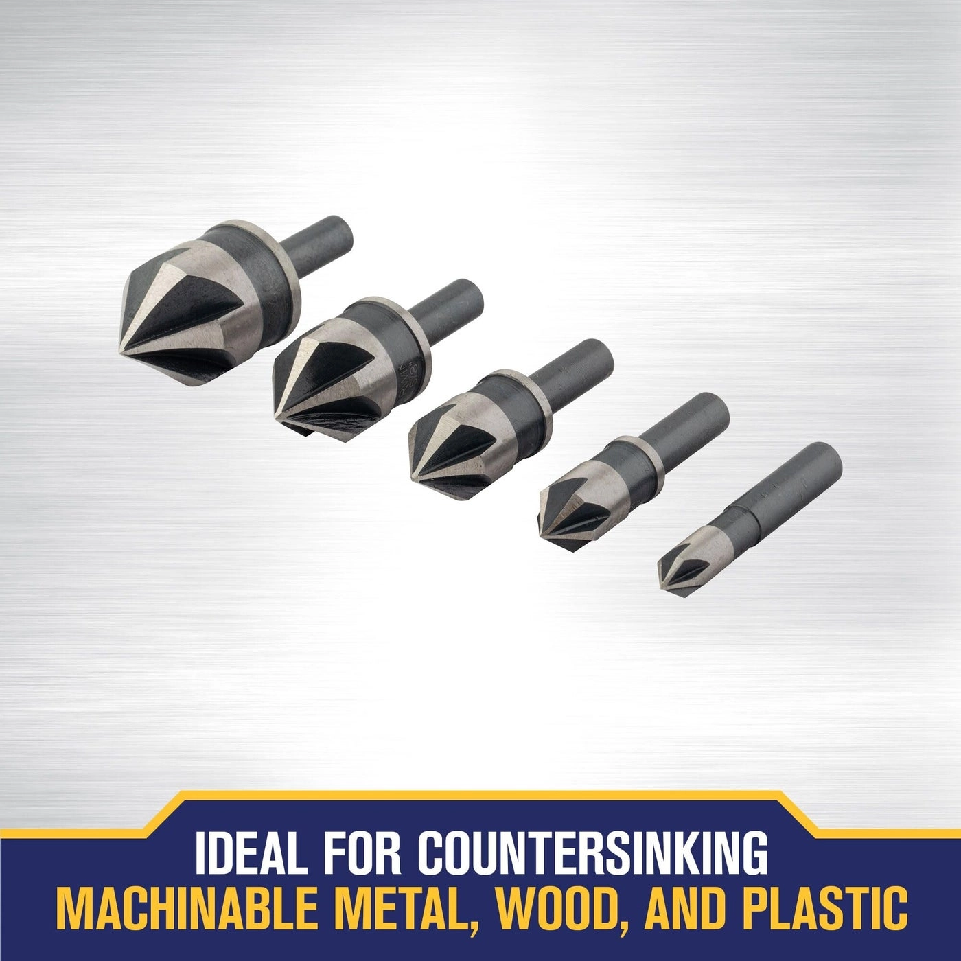 Countersink Drill Bit Set - Industrial Grade High Speed Steel 5 Piece