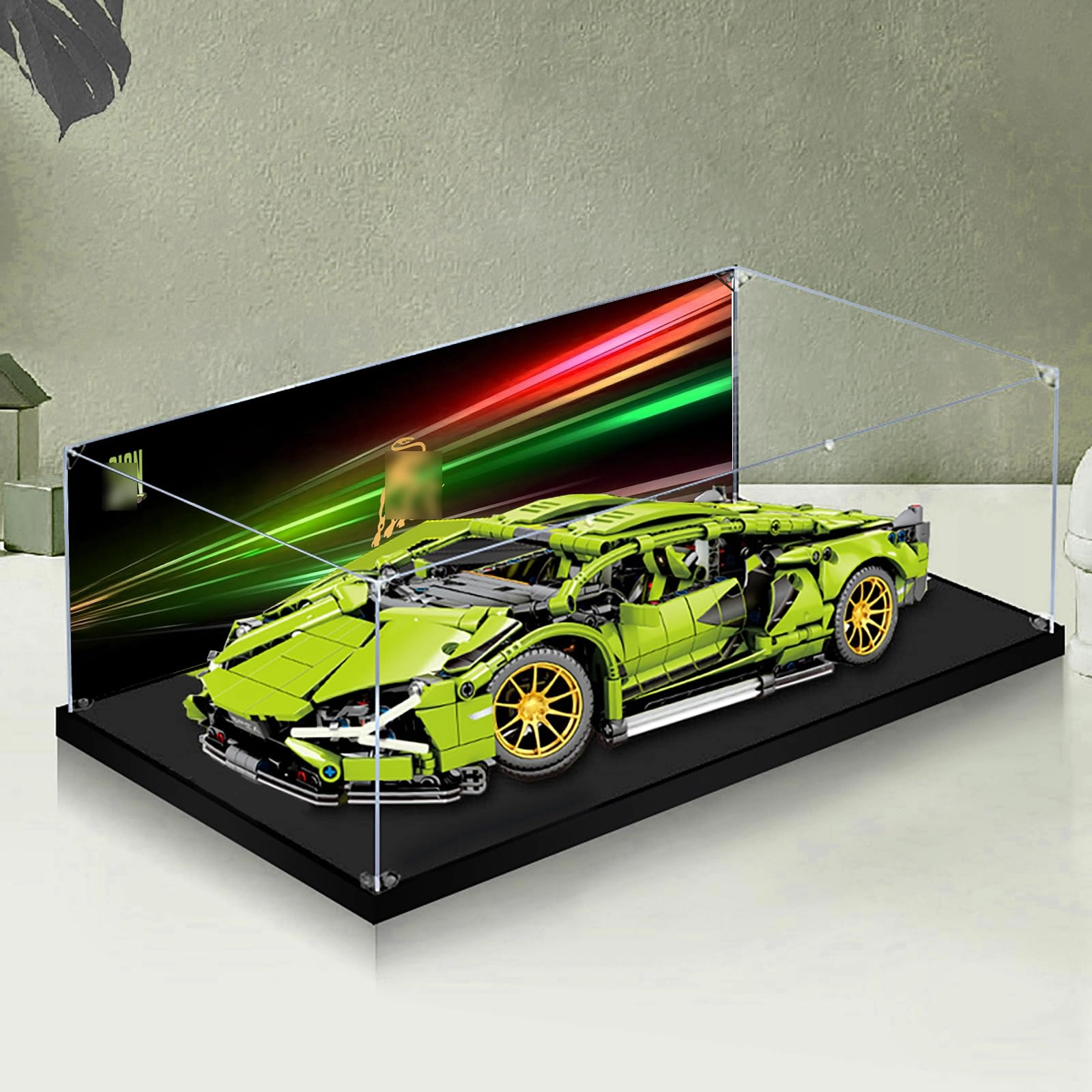 Display Case - 60x30x20cm Acrylic Golden Oak Backlight