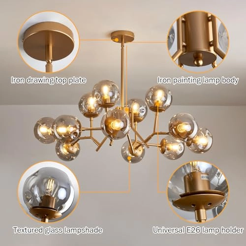 12-Light Glass Globe Sputnik Chandelier