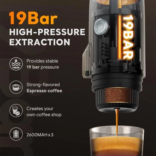 Portable Espresso Machine - 80 Milliliters ground coffee & Nes presso/DolceGusto capsule
