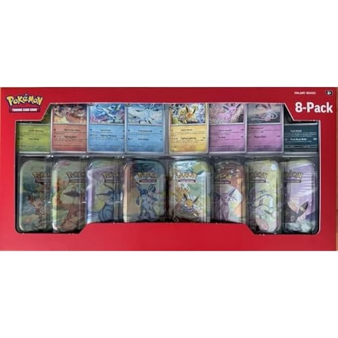 Scarlet & Violet Prismatic Evolutions Mini Tin - All 8 Tins 2 Packs Per Tin Bundle