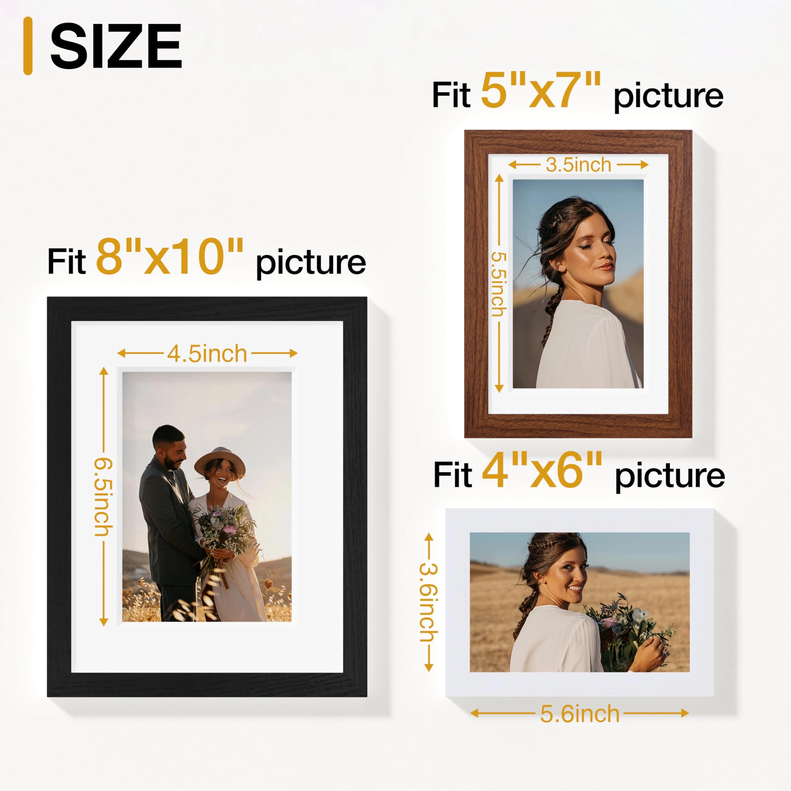 Picture Frames Set - 10 Pack Rustic Grey