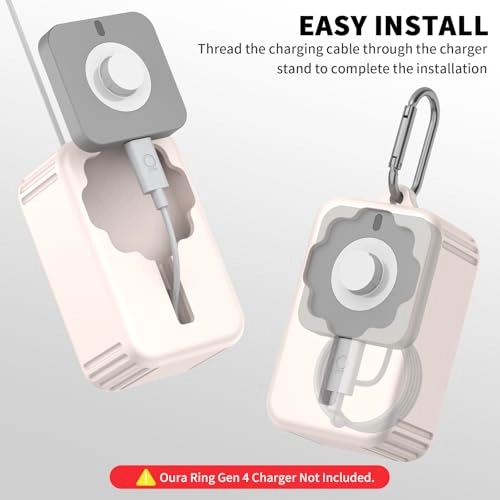 Silicone Charger Protector Cover - Compatible with Oura Ring 4 Charger Shockproof Black