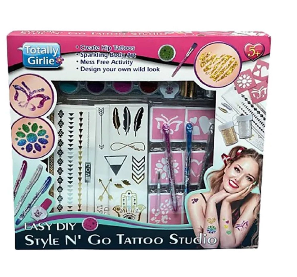 Totally Girlie Easy Style N' Go Tattoo Studio - DIY Crafts Kit 5+ years