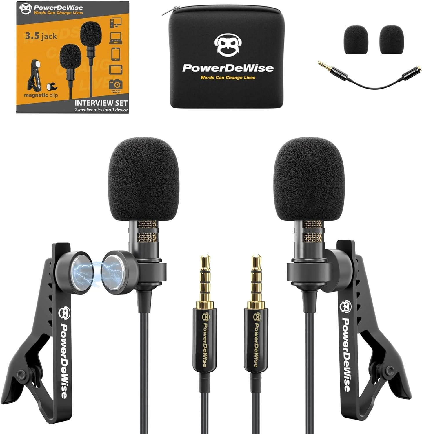 2 LAVALIER MICS INTO 1 DEVICE 3.5mm-Mini-Jack Microphone