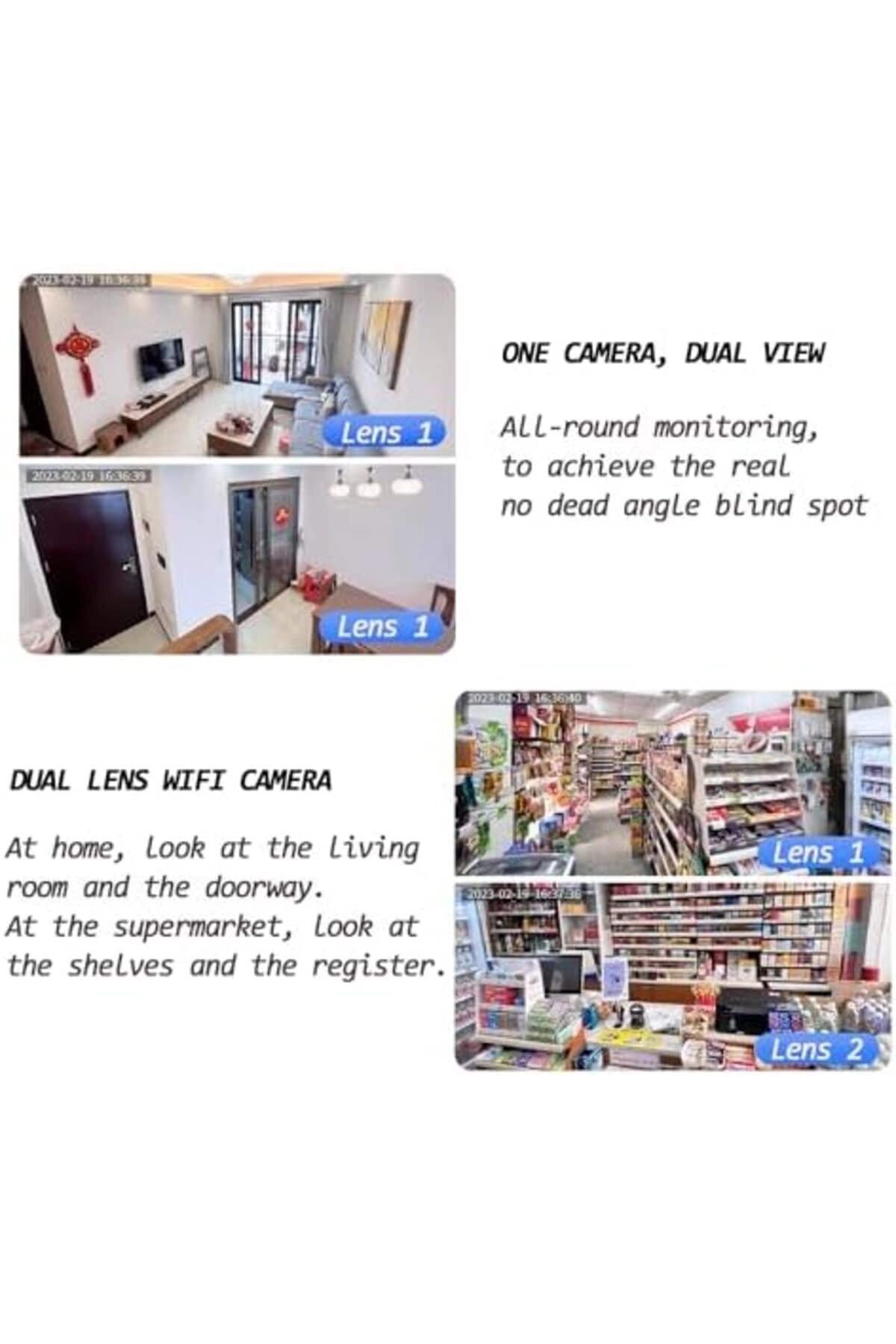 Dual Lens WiFi Security Camera 1080P