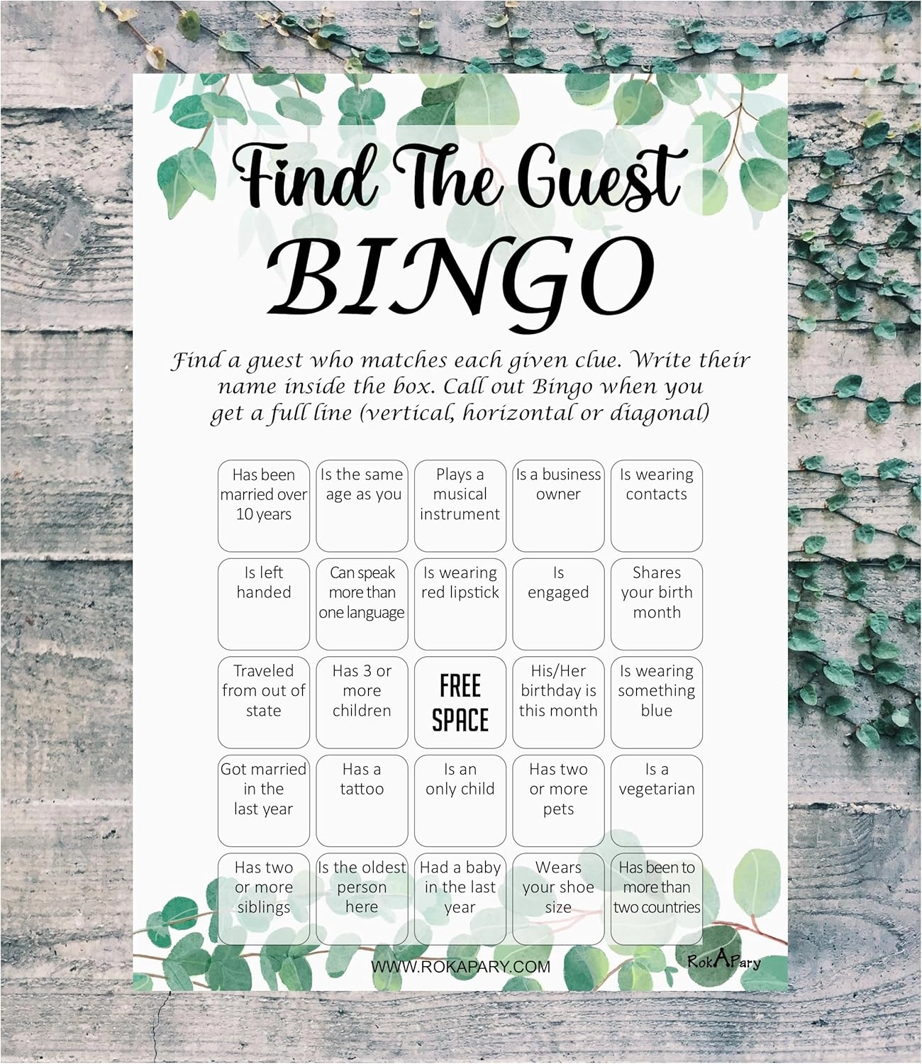 Find The Guest Bingo Game - 50 piece(s)