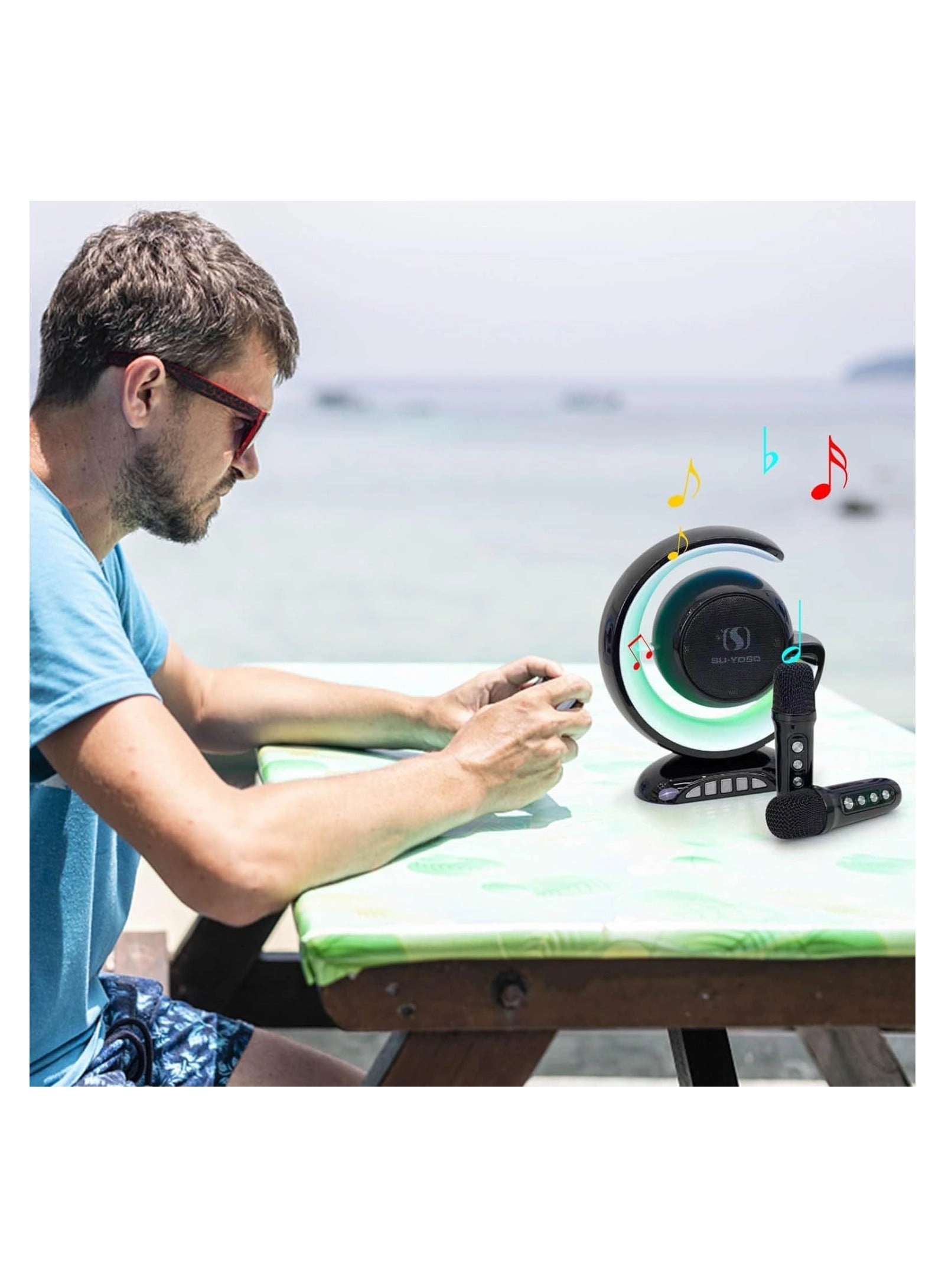 Portable Bluetooth Speaker - Two Wireless Microphones